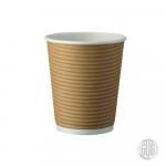 Riffel - Doppelwand - Kaffeebecher natur braun 0,3L/12oz Ø 9,0cm Kraft/PE - Pappbecher To Go